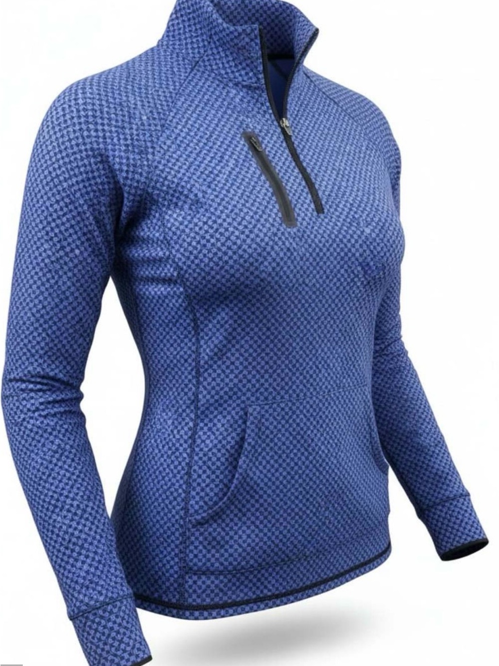 Talbots Blue Patterned Quarter-Zip Pullover